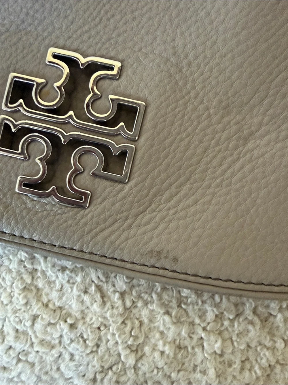 Tory Burch Pebbled Leather Crossbody in Taupe